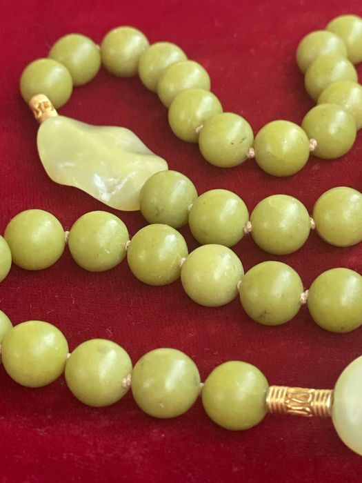 обеци колие, жадеит, позлатено сребро 925