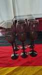 Set 6 pahare Luminarc cu picior negru transparent