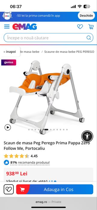 Scaun de masa Peg Perego Prima Pappa