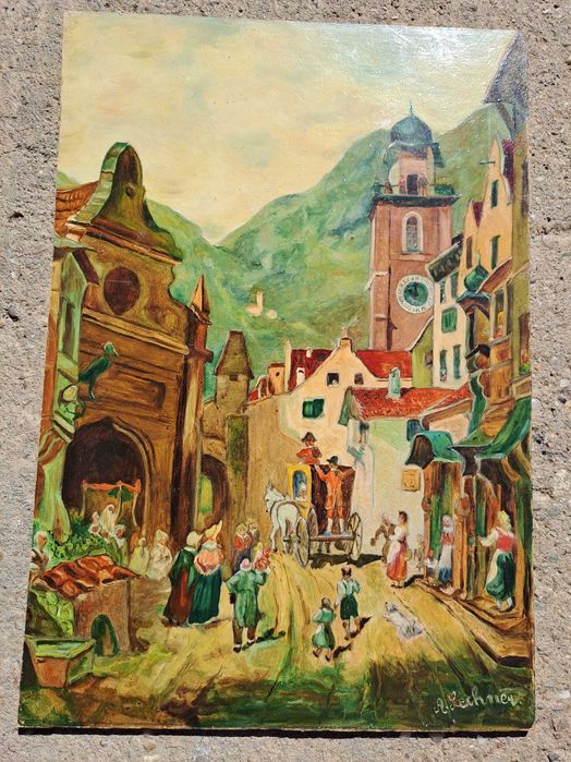 tablou pictura pe pfl 25/36 cm semnat a lechner