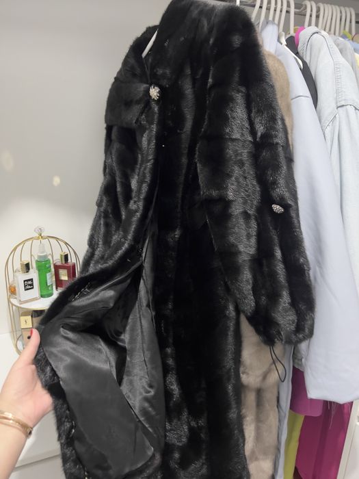 Норковая шуба, черный бриллинат, 130 см