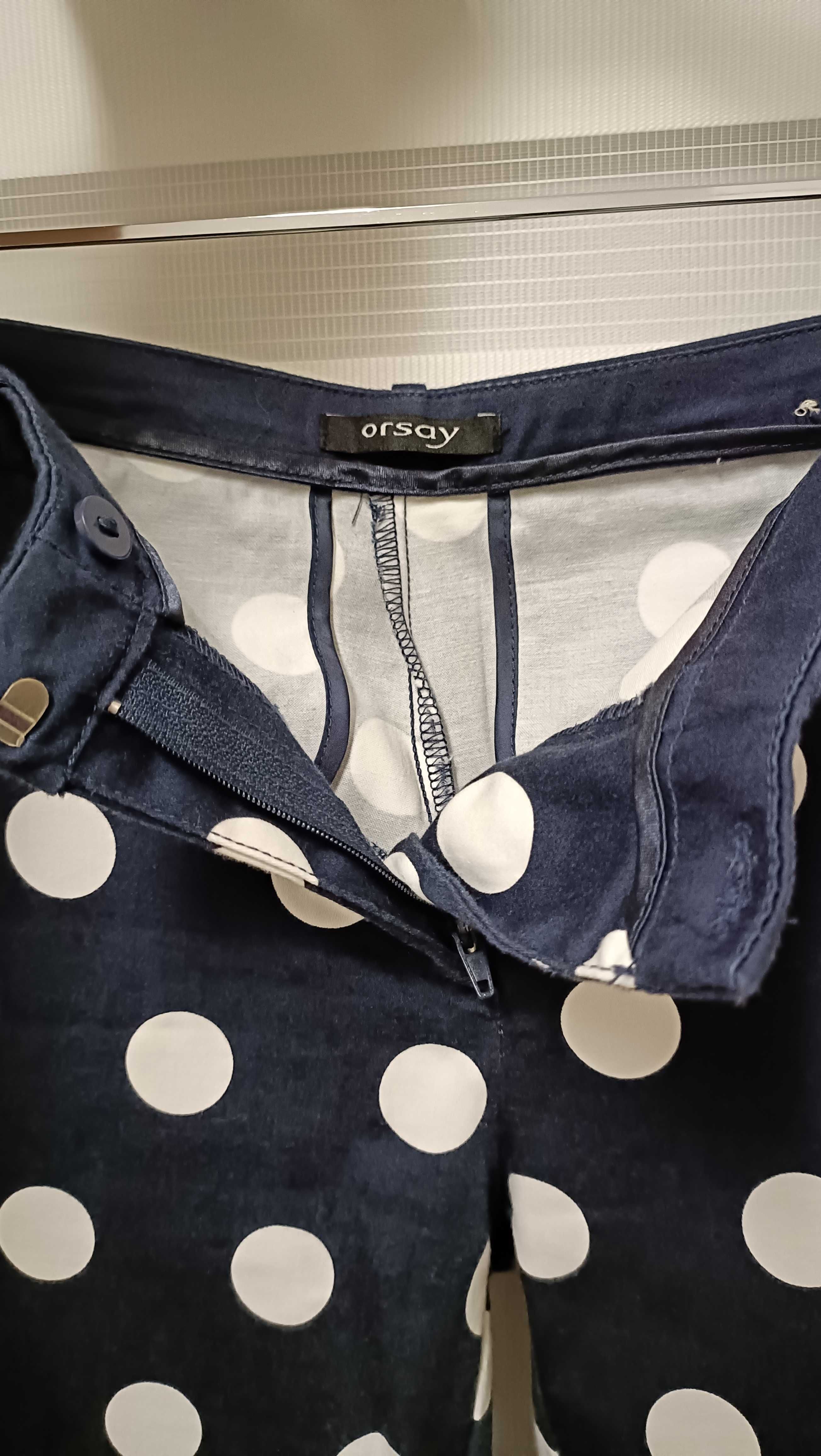 Pantaloni office Orsay, marime S, bleu cu buline