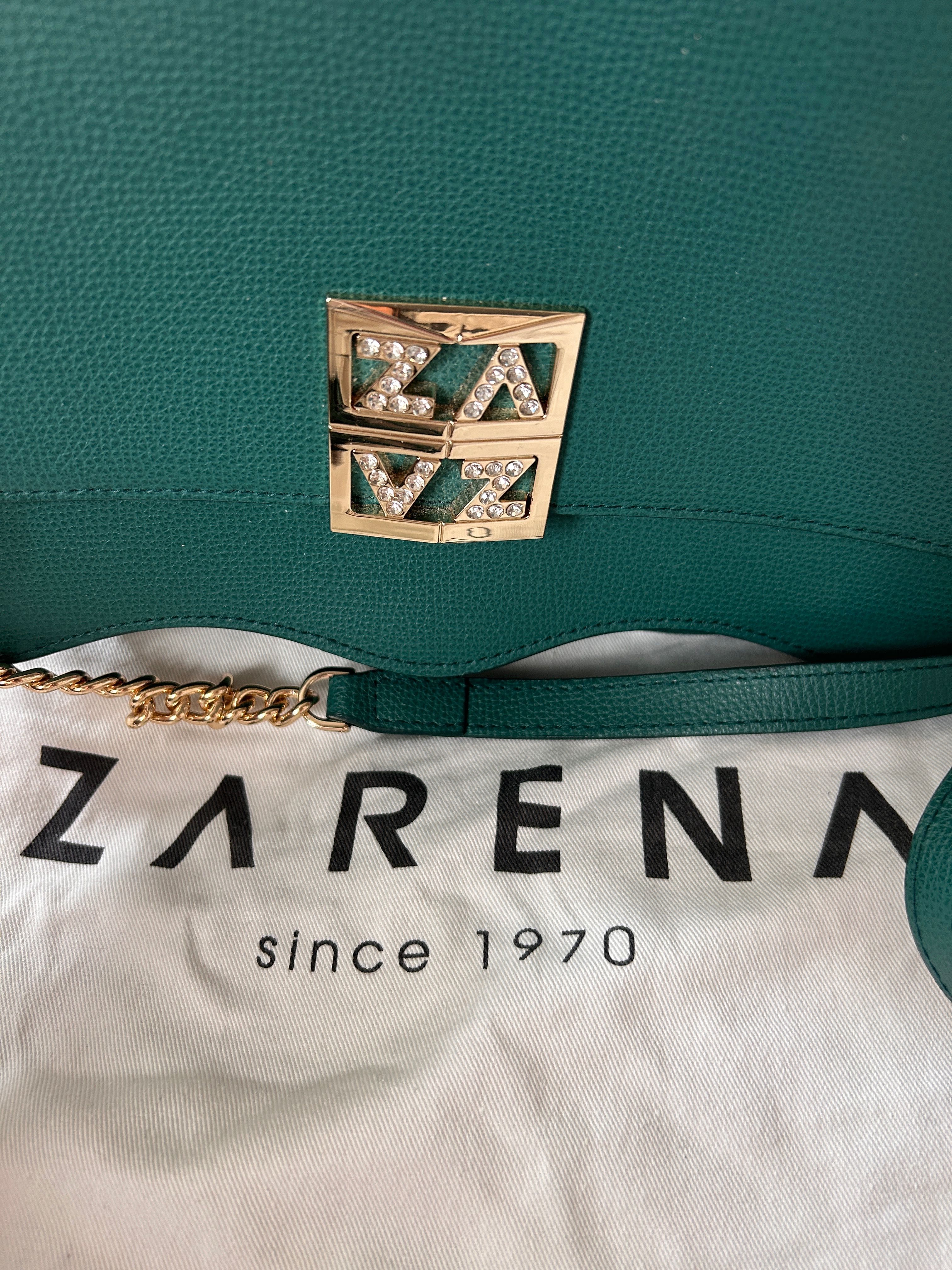 ZARENA крос боди Dayana чанта в зелено с камъни