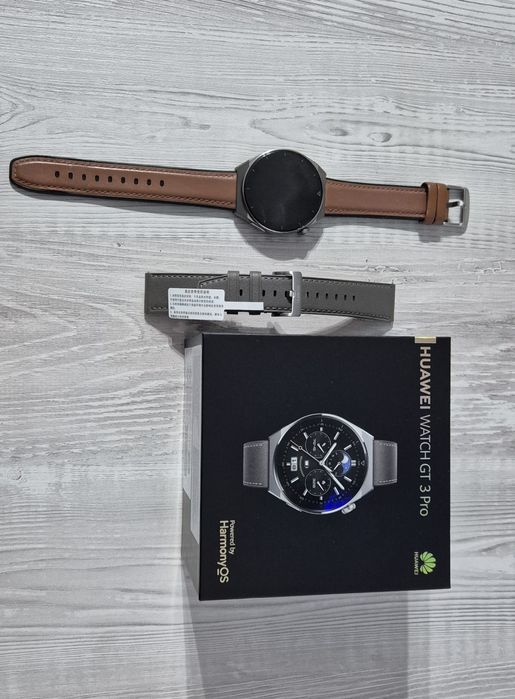 HUAWEI WATCH GT 3 Pro 46mm carcasă Titanium, curea piele Gray,
