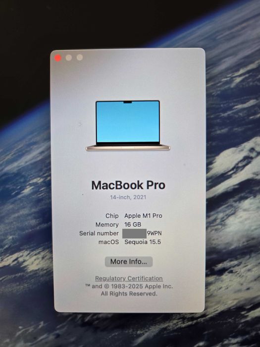 MacBook Pro 14" (2021) – M1 Pro, 16GB RAM, 512GB SSD – Space Gray, US