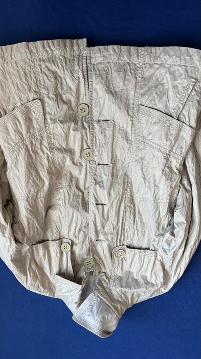 Двулицево дамско яке - бежаво със златист оттенък и бяло, размер L