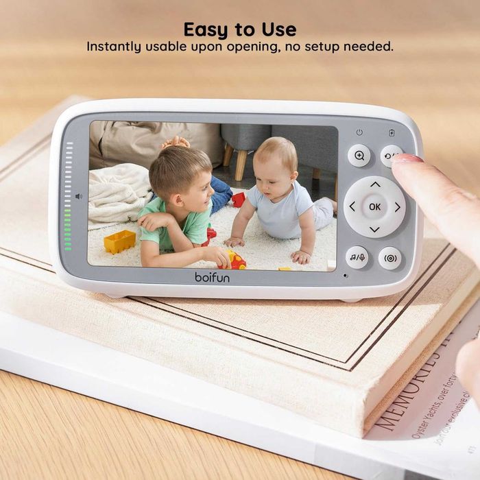 НОВ BOIFUN 4" Бебефон с 2 камери, 720P IPS екран, нощно, VOX, Без WiFi