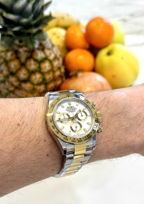 rolex daytona 4130 двуцветен / бял циферблат