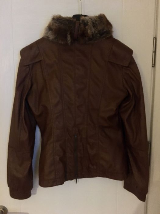 Дамско кожено кафяво яке Danini