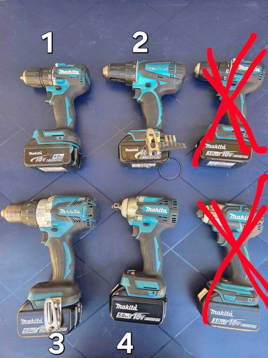 Комплект 4 бр. Акумулаторни Инструменти MAKITA 18V - ОТЛИЧЕН