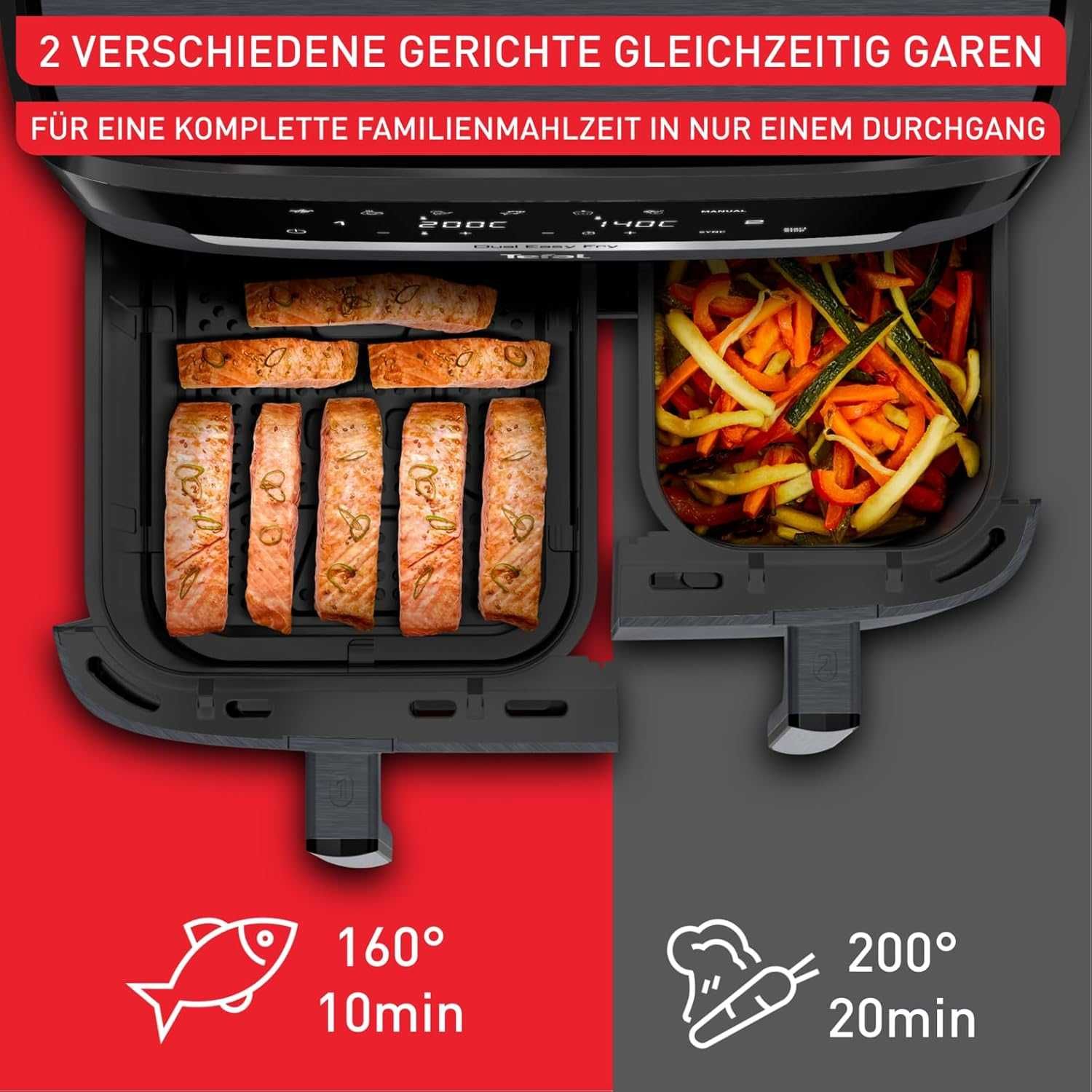 Фритюрник с горещ въдух Tefal Dual Easy Fry XXL 11L (EY942BE0) 2700W