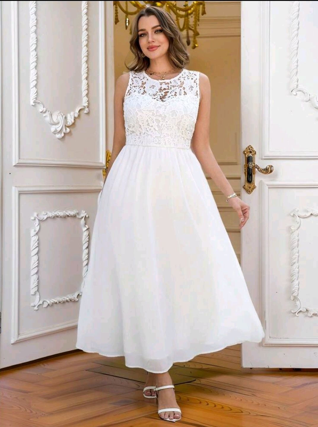Лятна бяла рокля с дантела 2хл 2xl 48 EU
