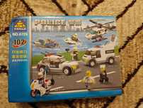 Elicopter Politie joc constructii tip Lego 102 piese cu 1 figurina