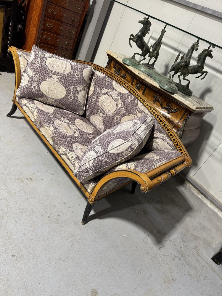 Canapea biedermeier din lemn cu picturi manuale