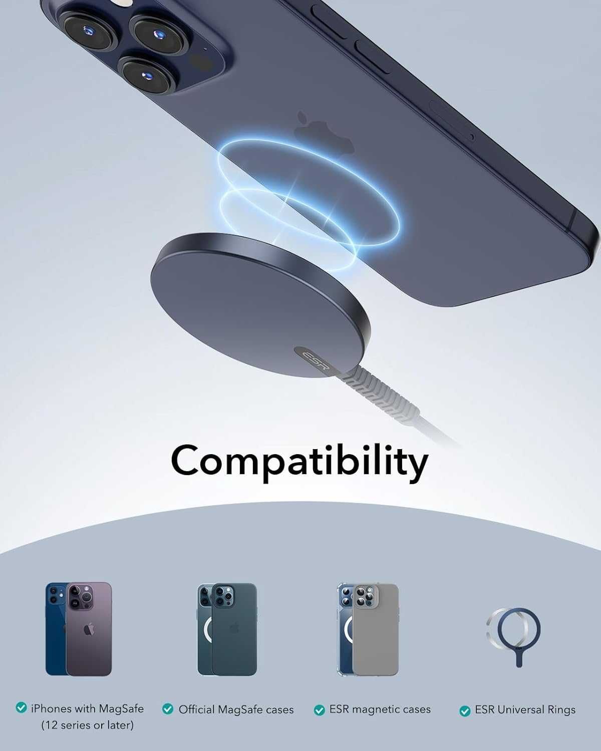 Мини безжично зарядно устройство ESR HaloLock