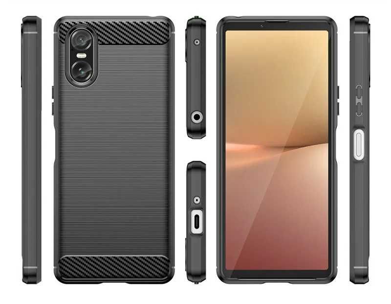 Sony Xperia 1 VI / 10 VI / 10V 5V 1V - Удароустойчив Кейс Гръб CARBON