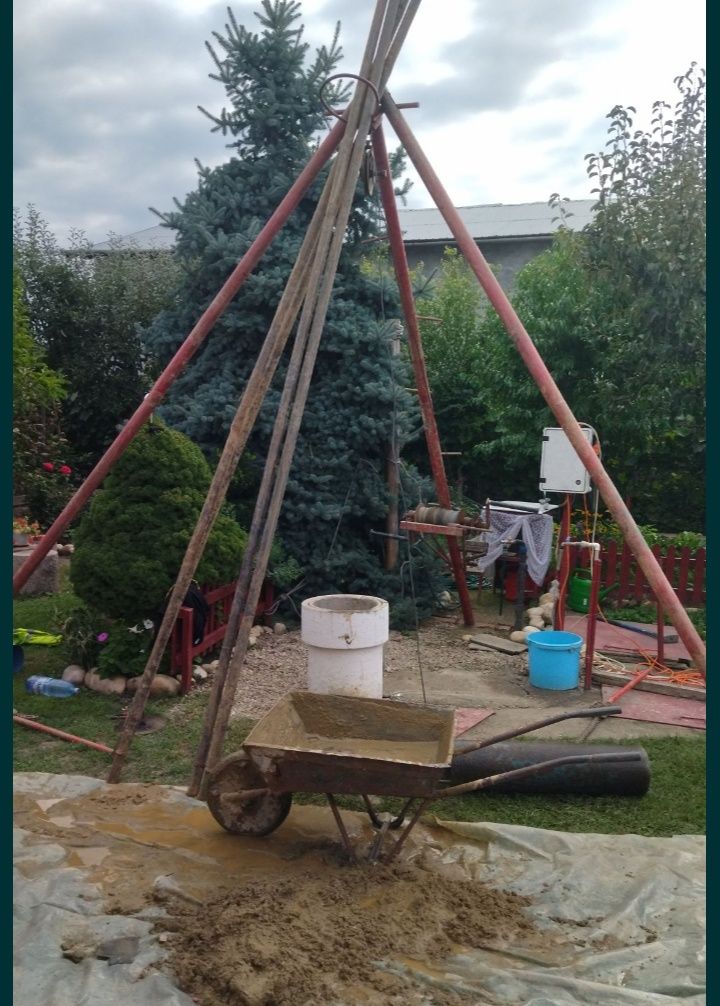 Foraje puțuri ,prelungire fântâni,denisipare curățare puțuri fantani