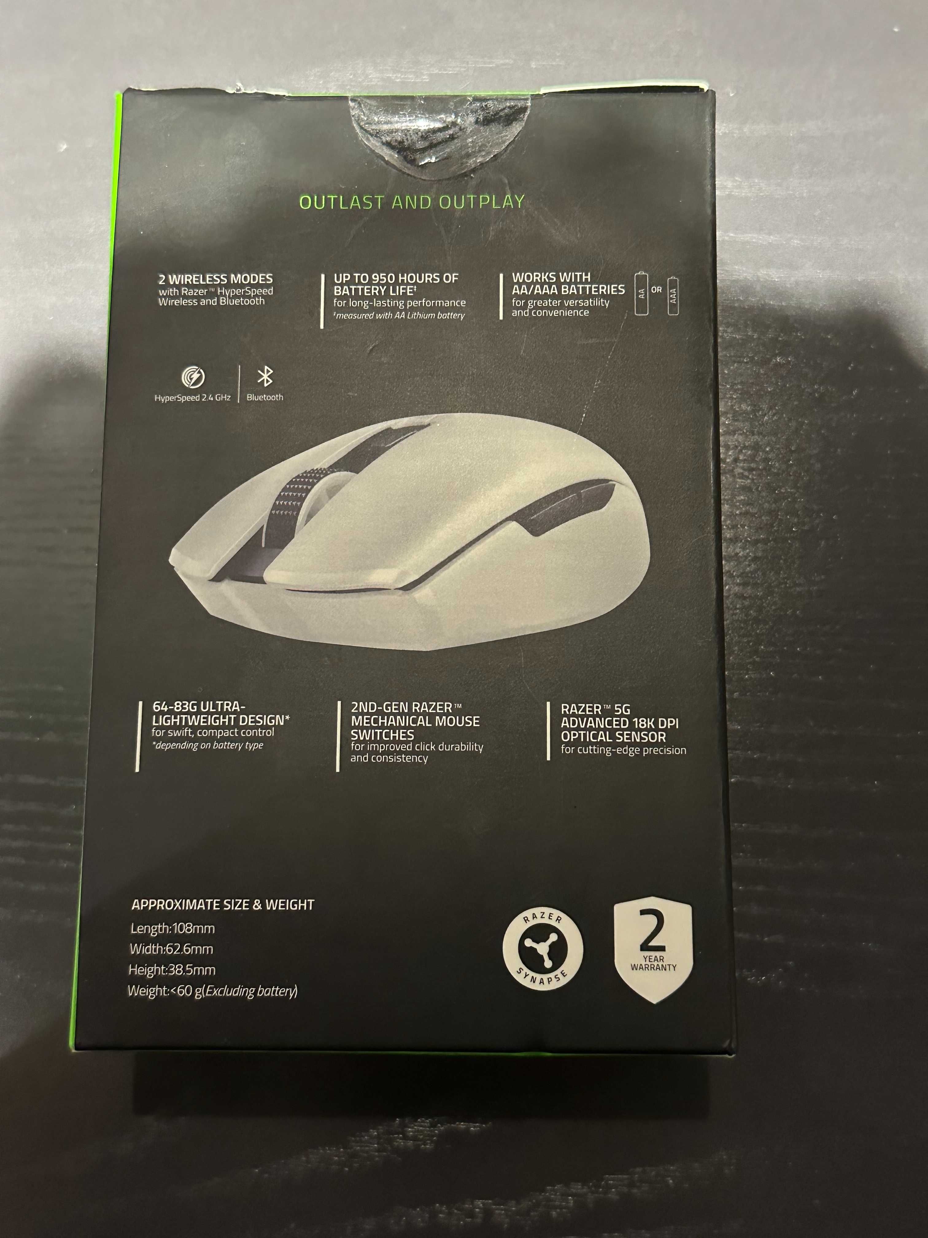 Продам беспроводную мышку razer orochi v2  60гр сенсор 18k