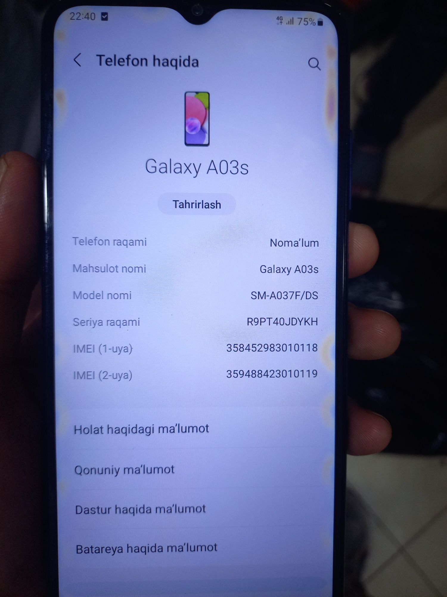 Samsung  A03 galaxy