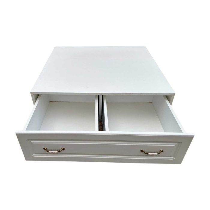 Masuta alba cu sertare si blat 101x94 cm; Lada de depozitare