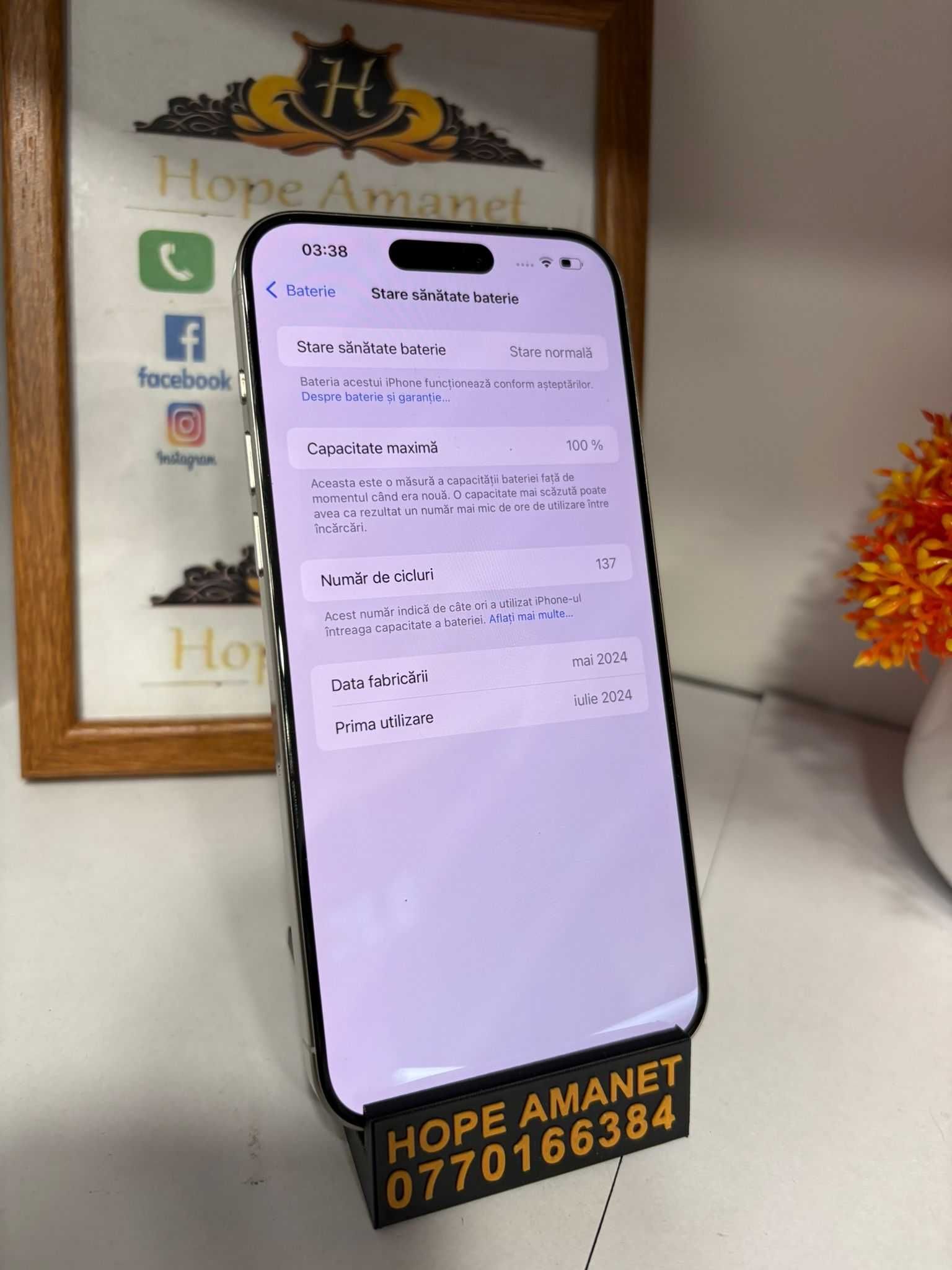 HOPE AMANET P2-Iphone 15 pro max 256 GB / 100% BAT