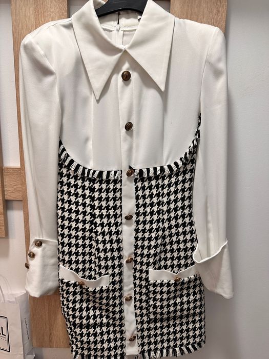 Rochie office stil cămașă și tweed
