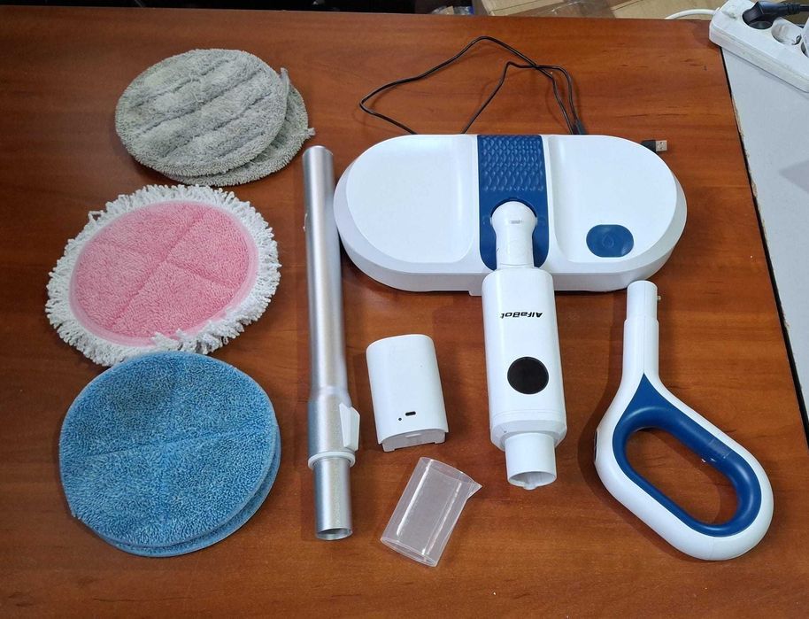 Mop Electric Rotativ Alfabot, Baterie Detasabila, alb si albastru