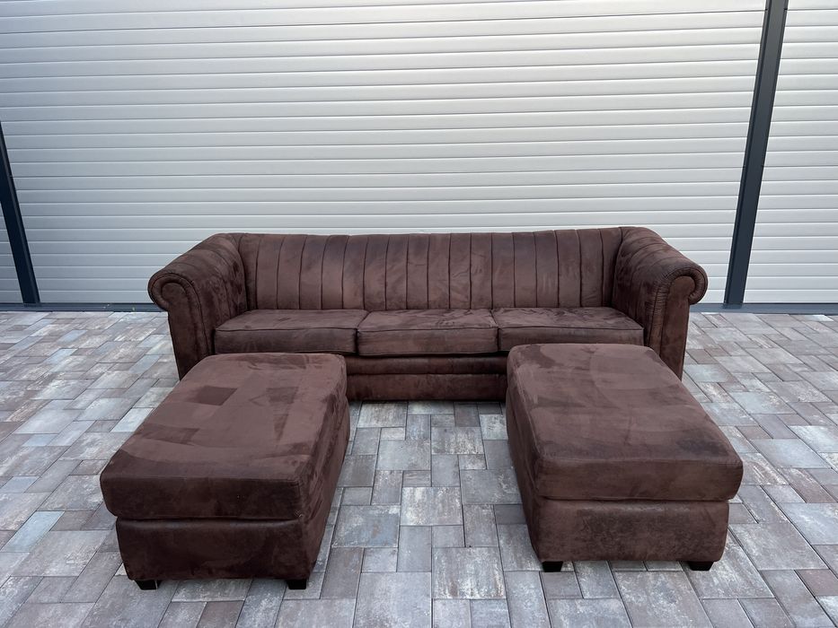 Canapea Sufragerie ~ Dormitor XXL tip Chesterfield +  2 x Taburet