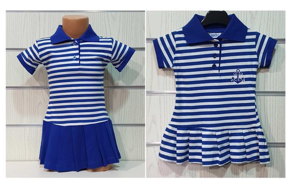Нова детска моряшка рокля с яка в два варианта от 1 година до 8 години