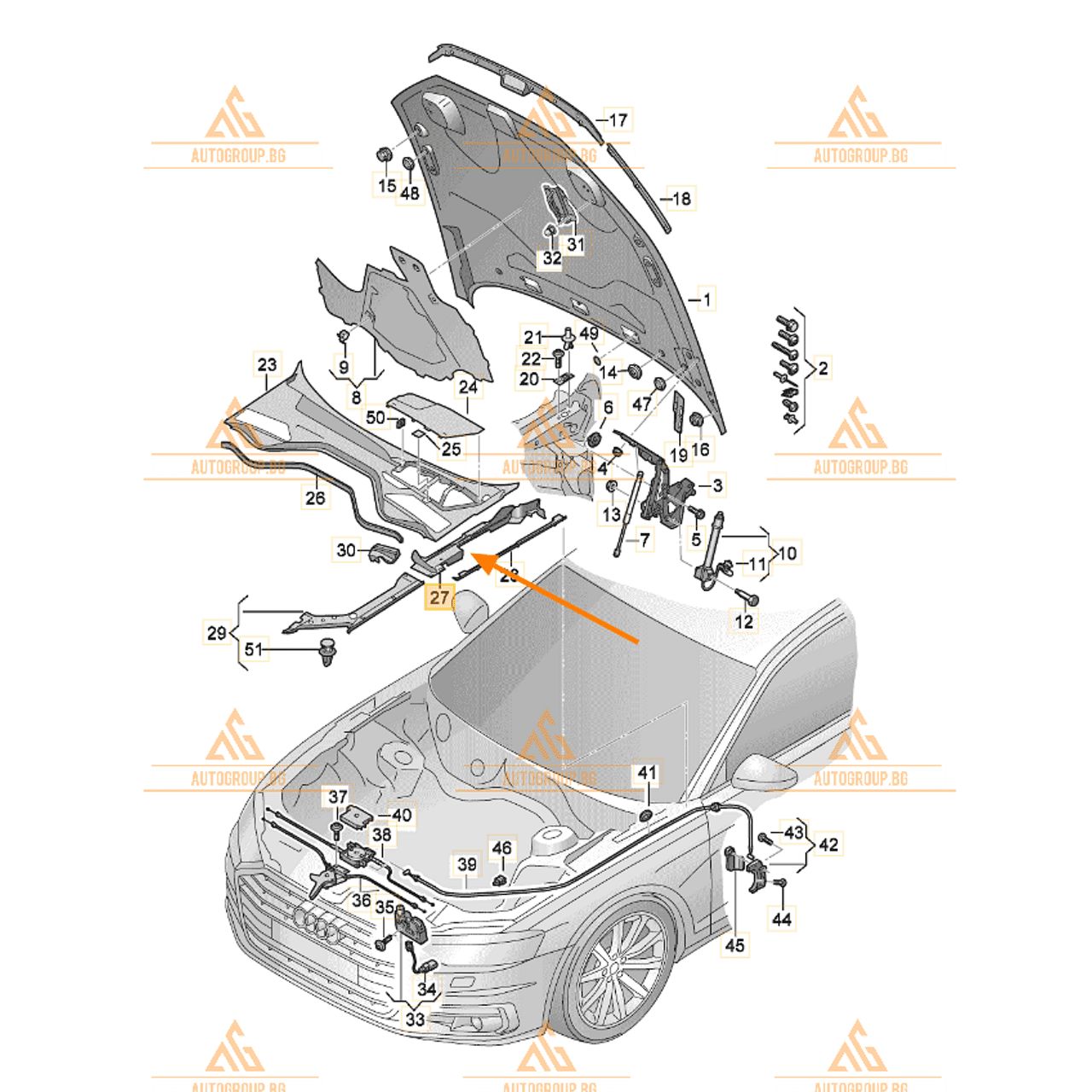 Кора над десен калник за audi a8 d5 4n - 4n0821170