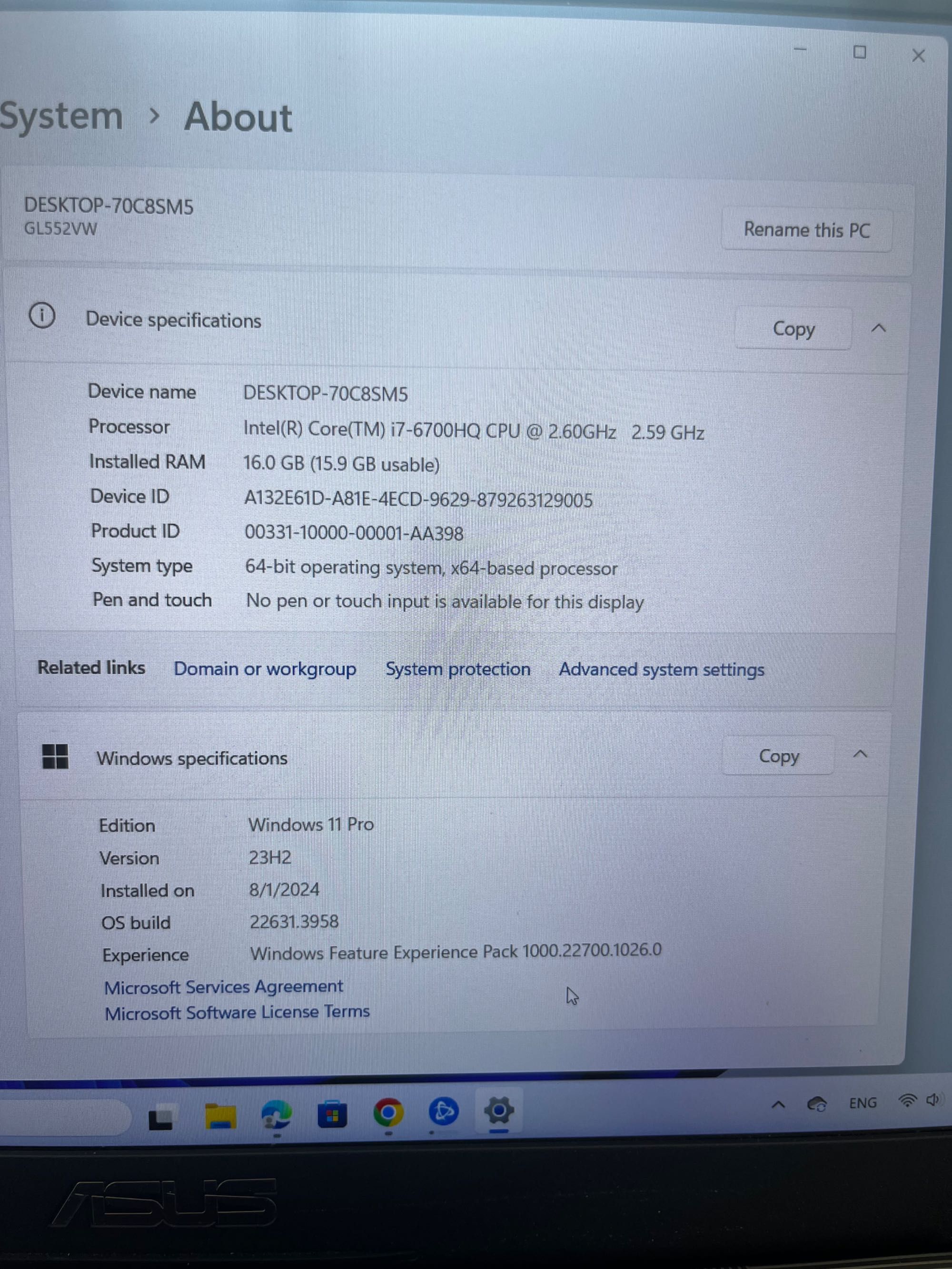 Asus ROG GL552VW