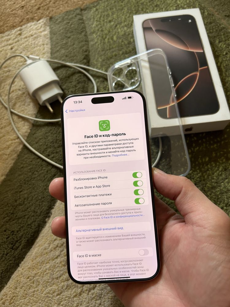 iPhone 16 Pro Max 256гб емксть 100% тек 73 рет рарядтаоган 2 ай устага