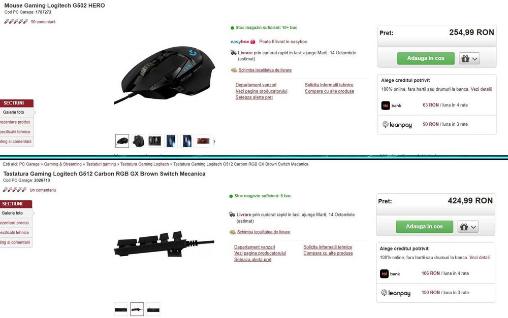 Tastatura Mecanica  G512 Carbon + Mouse Gaming Logitech G502 HERO