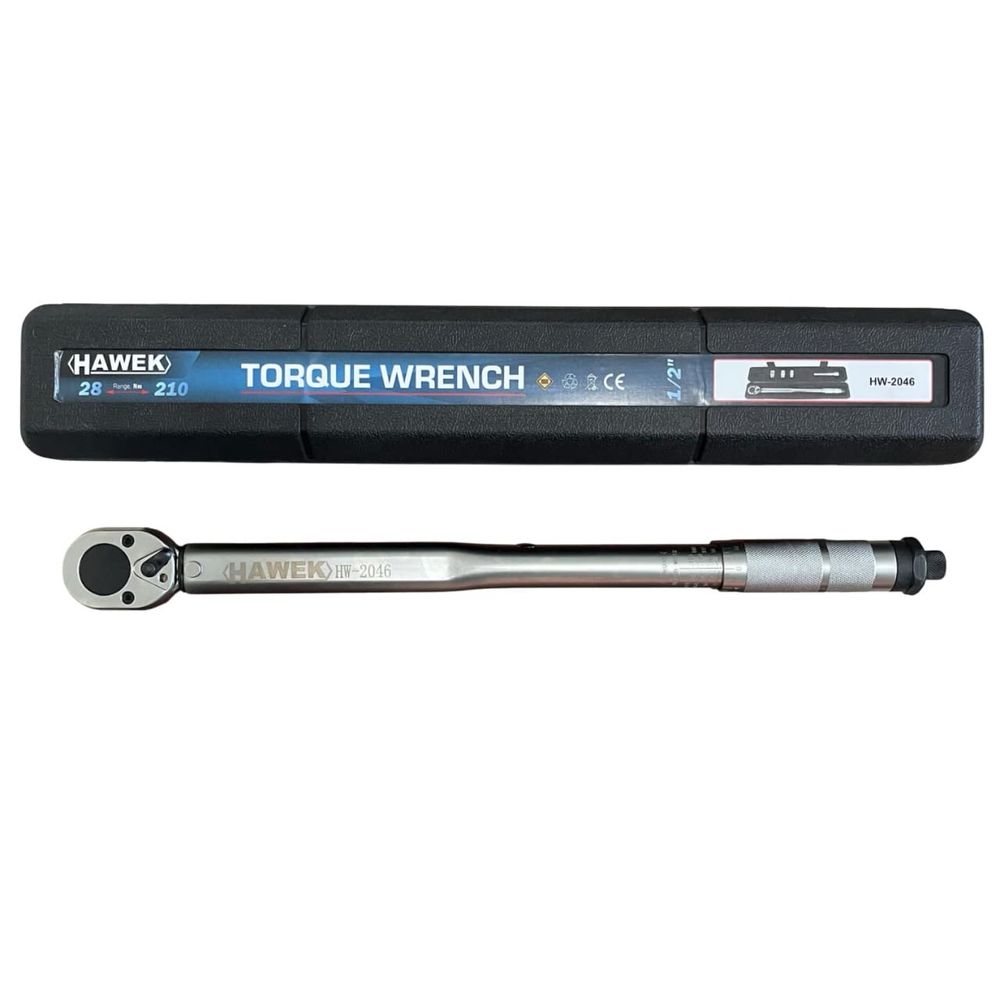 Динамометричен ключ 1/2" 28-210Nm, С ВЛОЖКИ И УДЪЛЖЕНИЕ , HAWEK