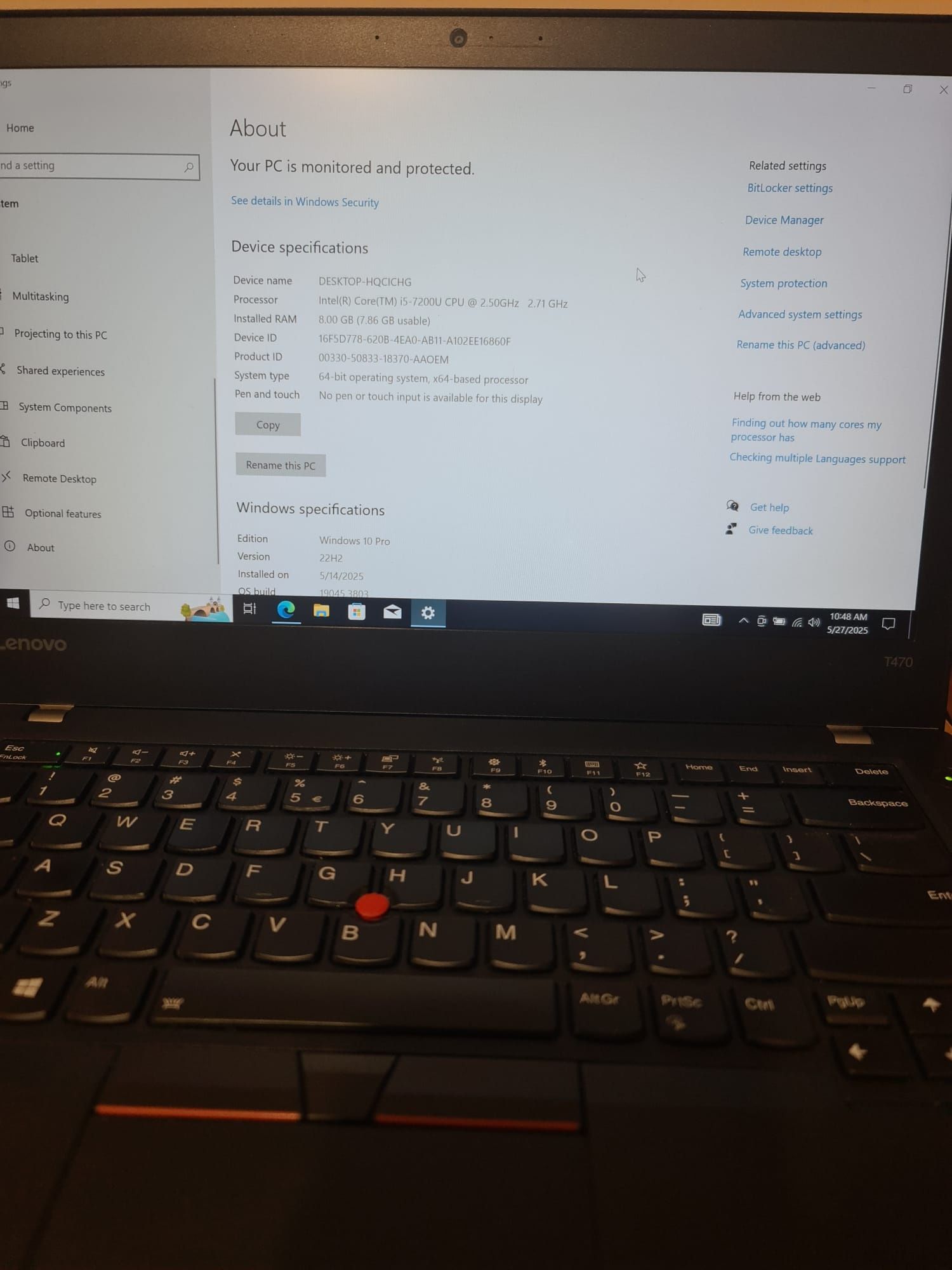 Lenovo t470 Thinkpad i5
