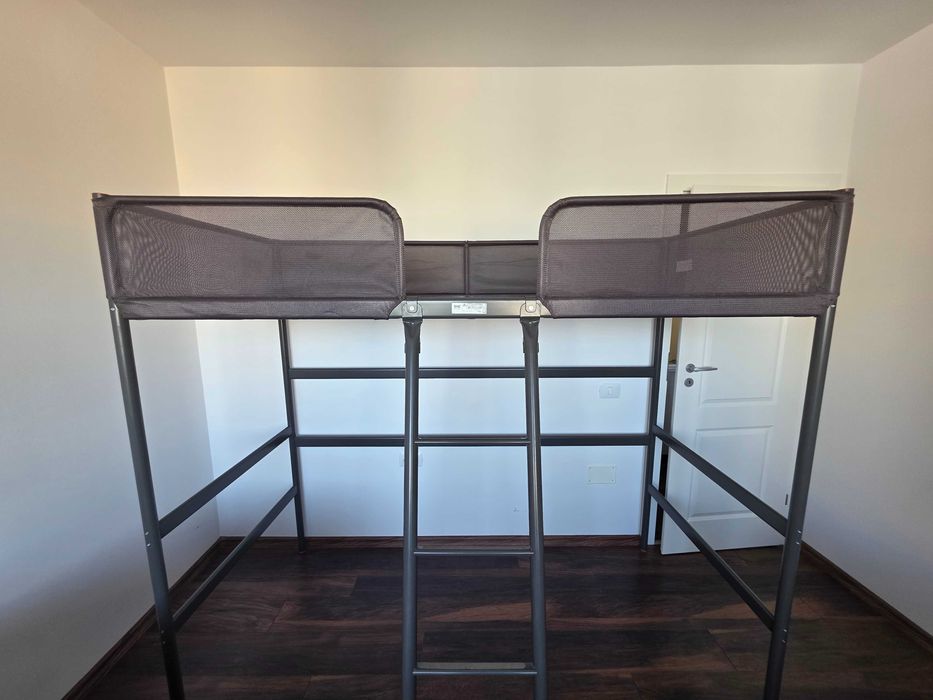 TUFFING Cadru pat supraetajat, gri închis, 90x200 cm