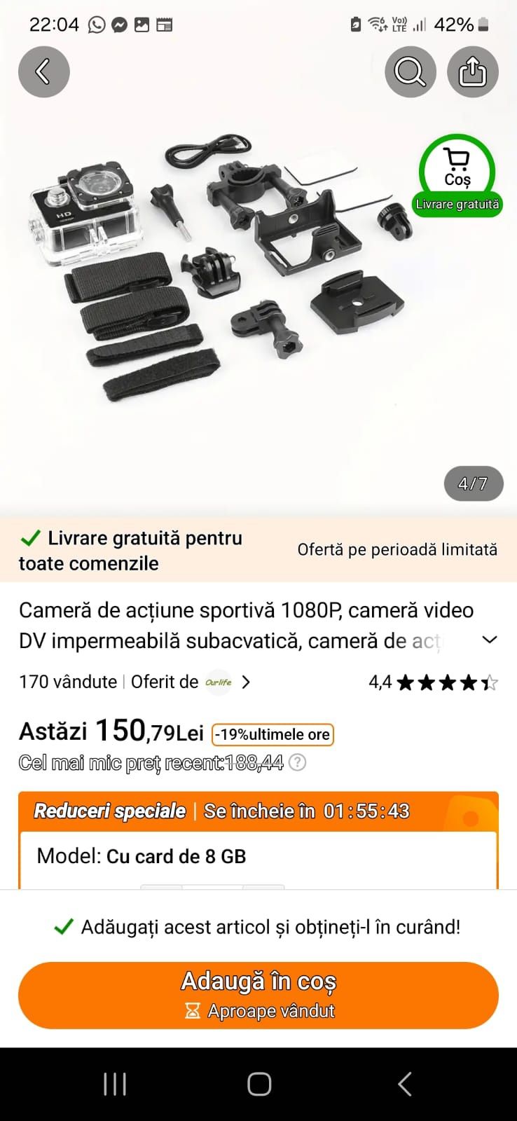 Camera de acțiune sportiva