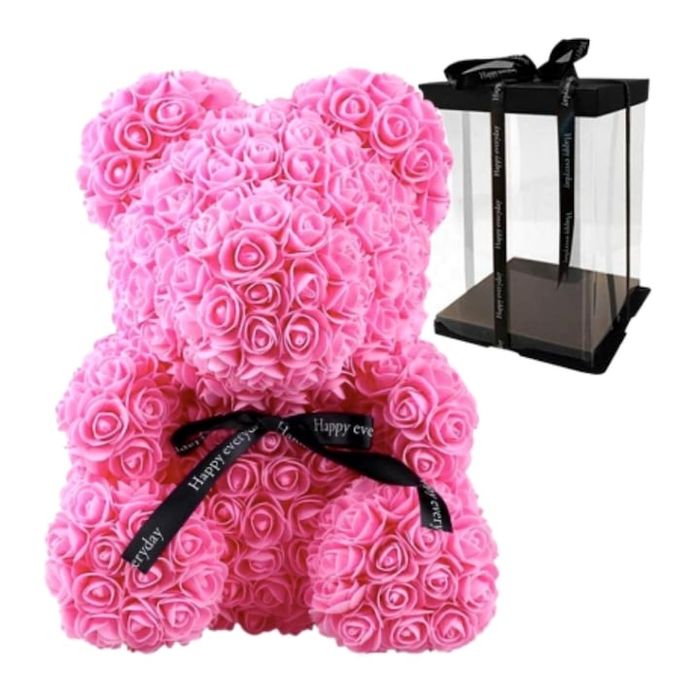 Мече от рози 40 см.-червено,розово,бяло синьо