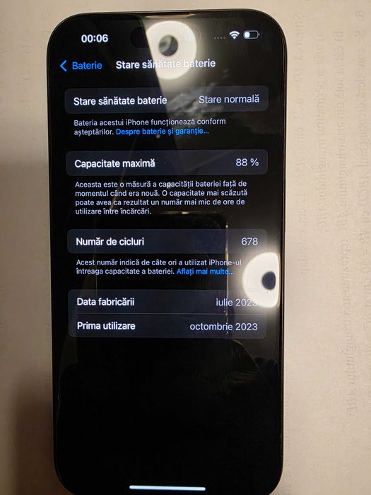 iPhone 15 Pro, 256 GB, negru, inca in garantie