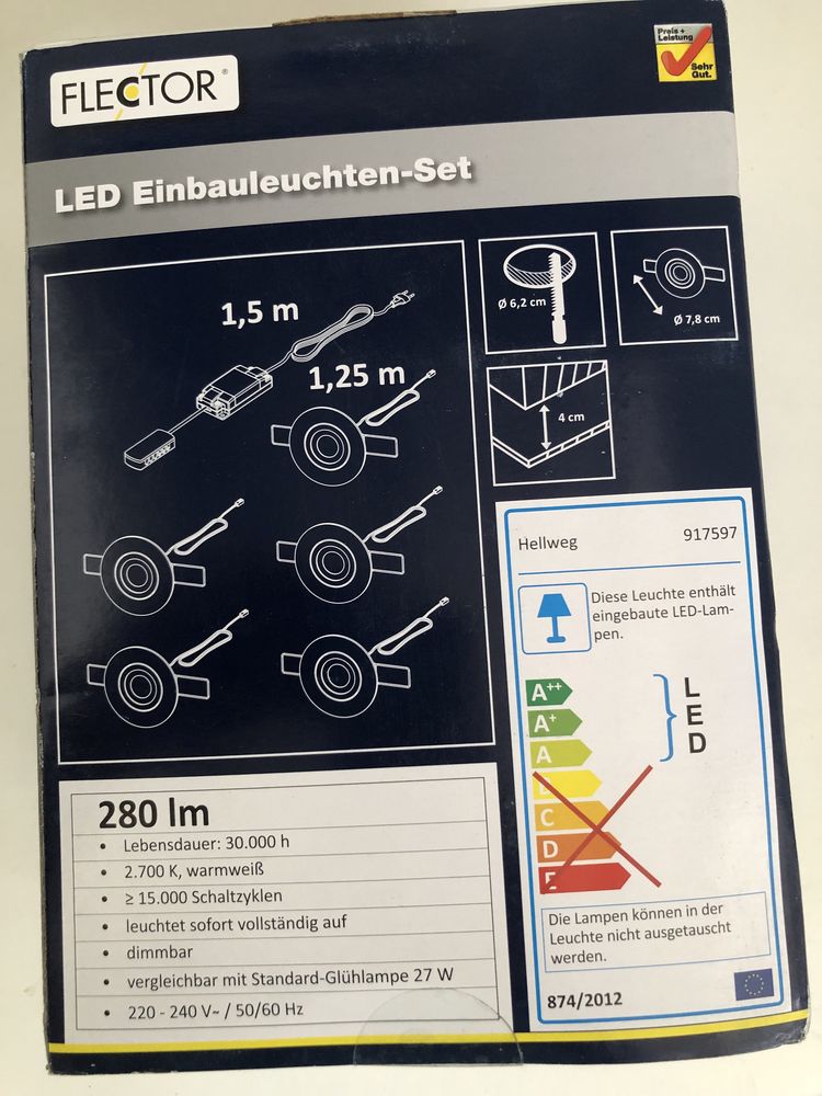 Set 5 spoturi led Germania Flector cromate LICHIDARE STOC