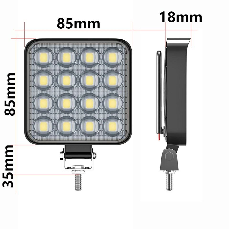 Set 2 x Proiector LED Auto Offroad 48W 12-24V, 3500 Lumeni, Patrat