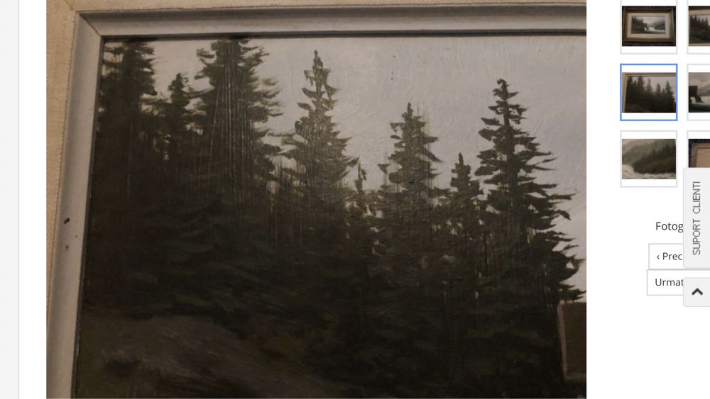 Tablou,pictura germana in ulei pe lemn,peisaj montan