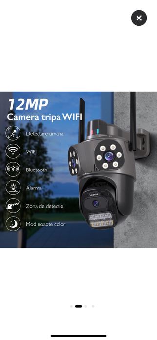 camera exterior tripla Loofsafe, 12 mp, wi fi, detectie miscare