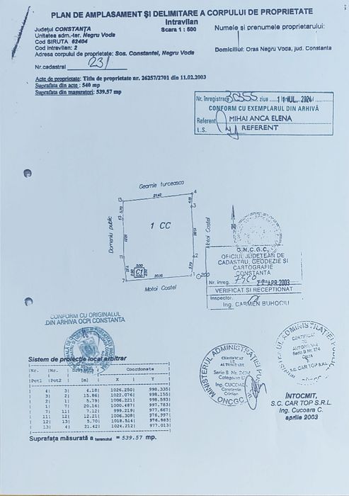 Teren intravilan central, 540 mp, Negru-Vodă, jud. Constanța