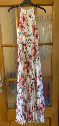 Rochie lunga plisata, cu imprimeu floral, XS, noua