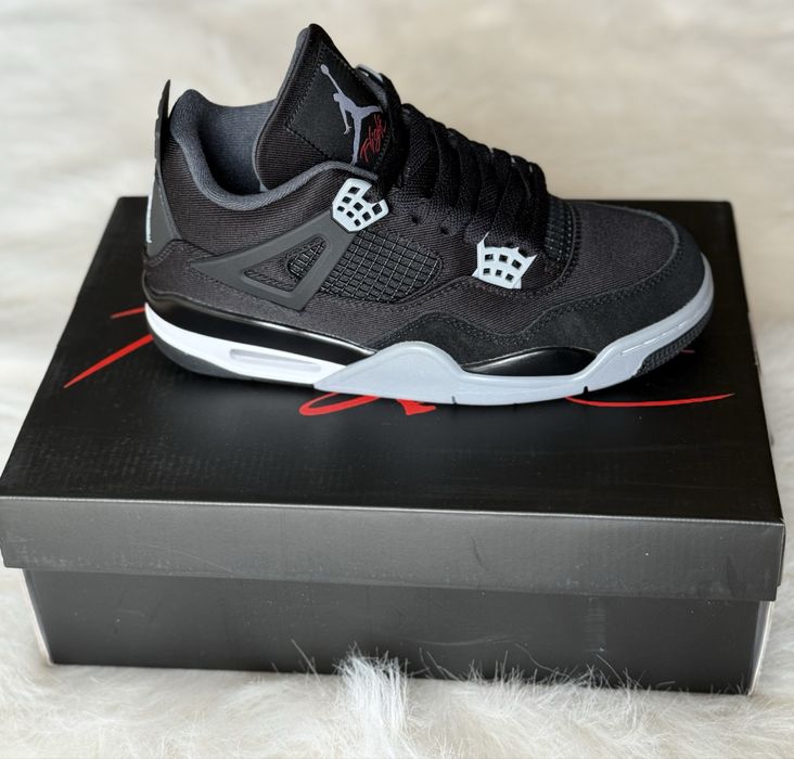 Air Jordan 4 Black Canvas Retro Full Box