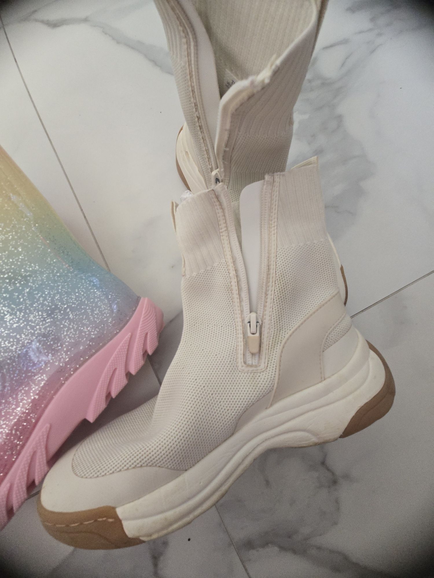Snakers Zara 36, cadou cizmulițe de ploaie 36 noi