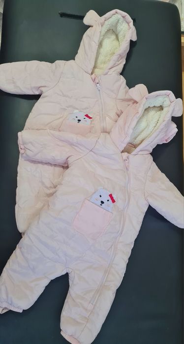 Costum salopetă fete roz de iarna îmblanită polar GEMENE mărimea 80
