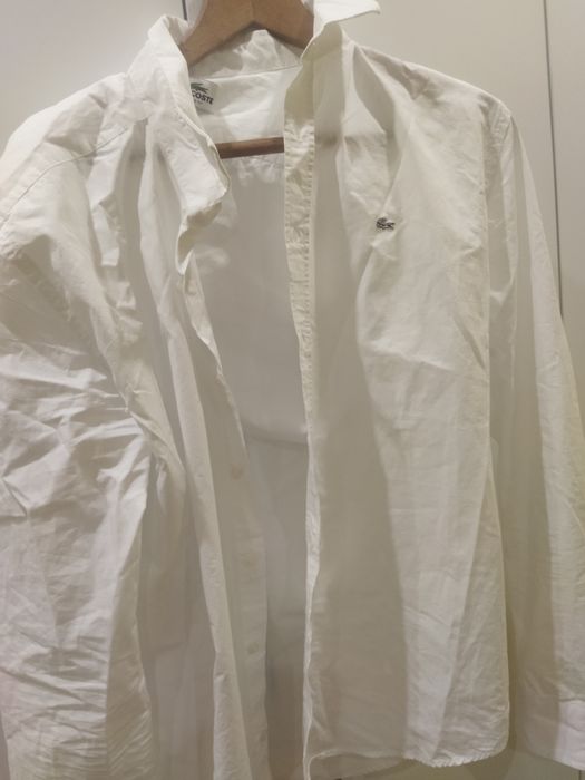 Риза Lacoste бяла с червеното лого