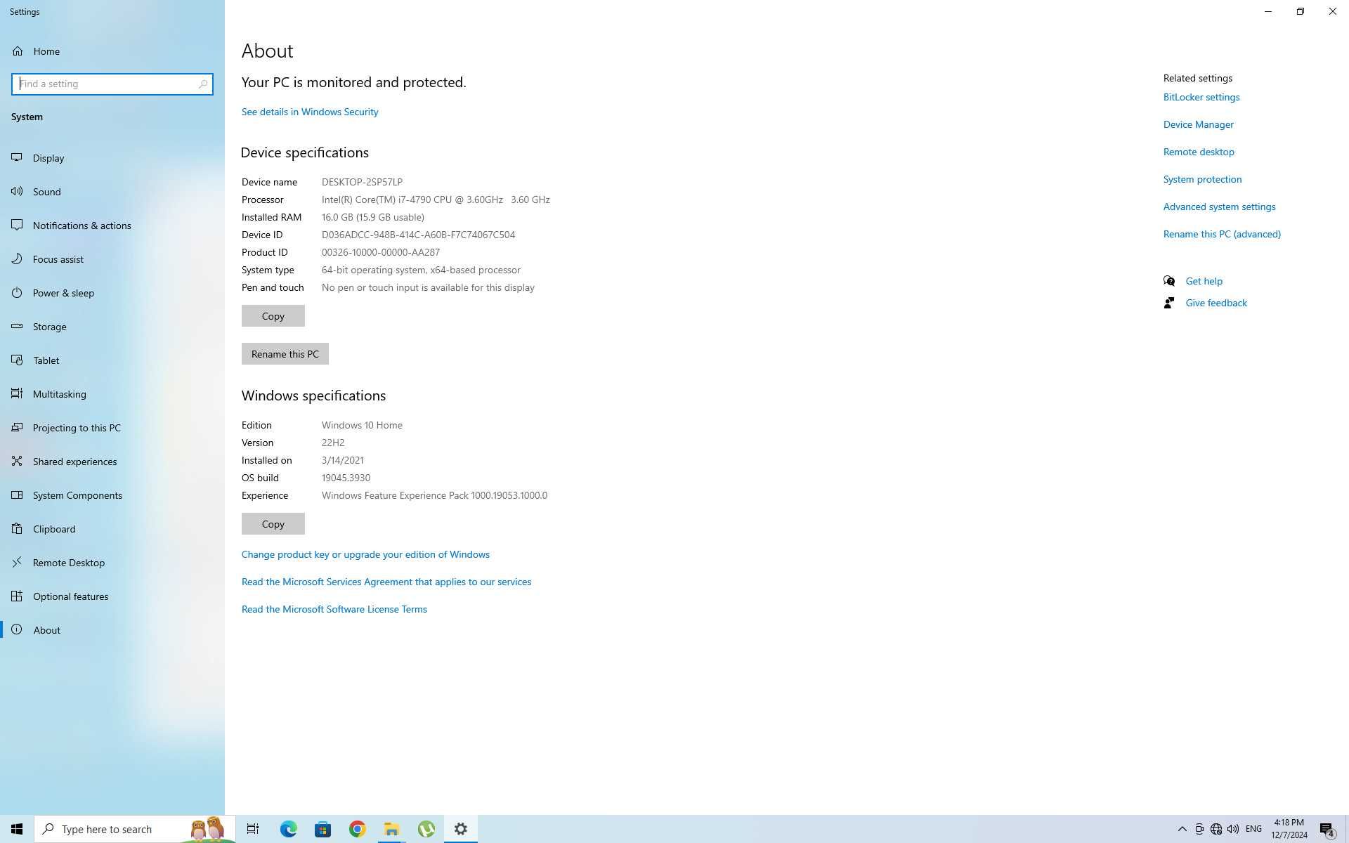 Unitate PC 4TB i7-4790 CPU 3.60GHz 16GB RAM GeForce GTX 770